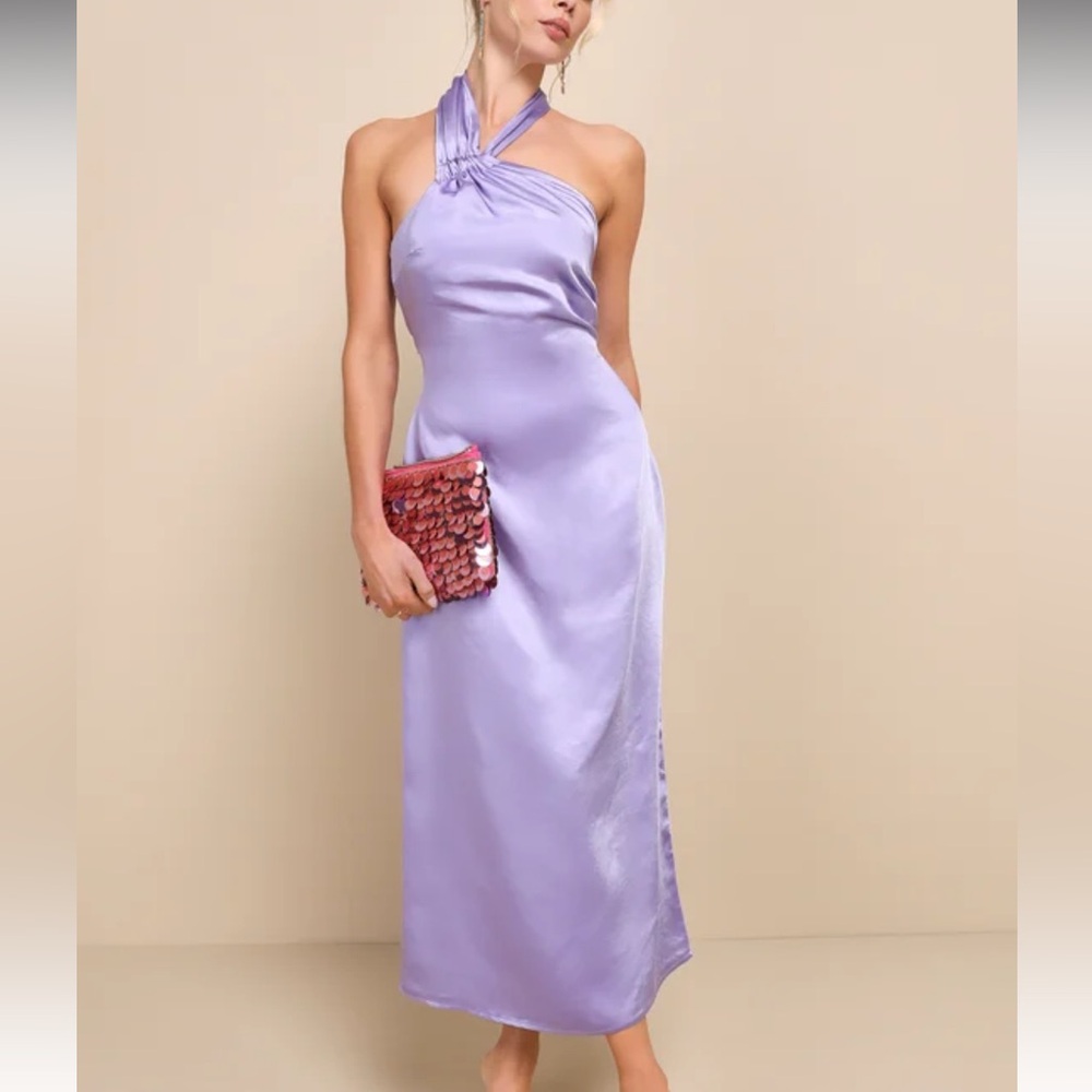 Elegant Lavender Halter Dress